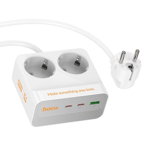 Подовжувач мережевий HOCO Descanso 2-socket PD desktop charger AC27 (L=2M) |1USB/2Type-C, 30W/3A| black