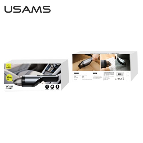 Автомобільний пилосос USAMS Mini Handheld Vacuum Cleaner US-ZB108 |80W, 120ml, 5500Pa| black