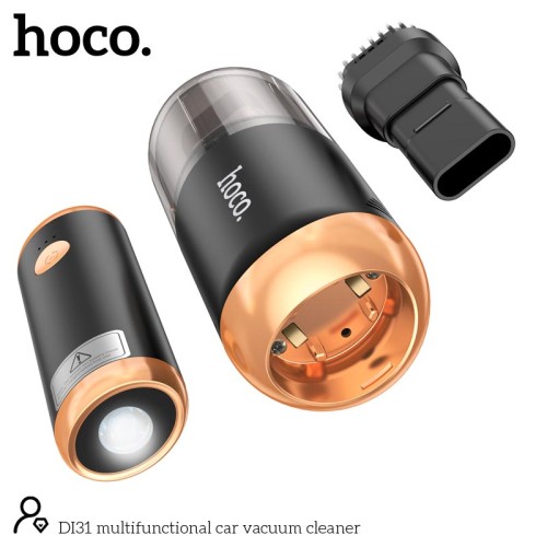 Автомобільний пилосос HOCO multifunctional car vacuum cleaner DI31 |6kPa, 150ml, Power bank| black