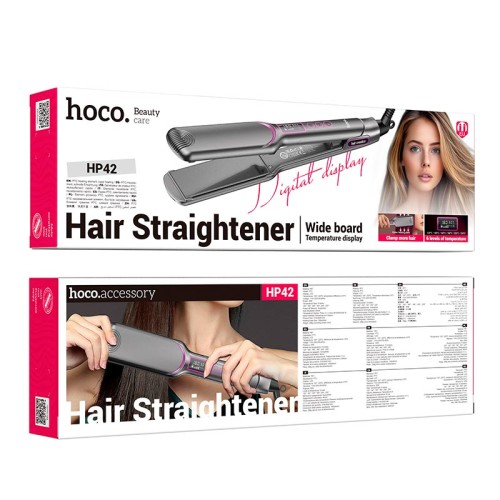 Плойка для укладання волосся HOCO Wide board hair straightener with digital display HP42 |6 levels temperature| grey