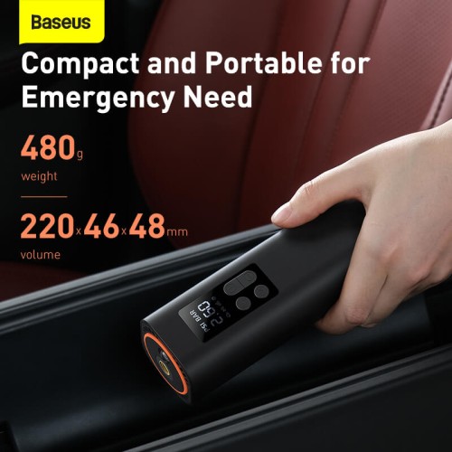 Портативний компресор для автомобіля BASEUS Super Mini Inflator Pump |30L/Min, 12V, 150psi, 3m cable| (CRCQ000001) black
