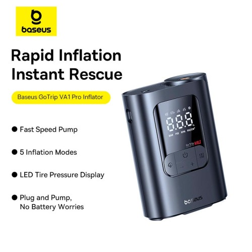 Портативний компресор BASEUS GoTrip VA1 Super Mini Wired Inflator 22-Cylinder black
