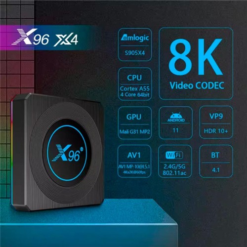 Android TV приставка Amlogic TV BOX X96x4 Air |S905X4, 4GB RAM, 64GB ROM| black