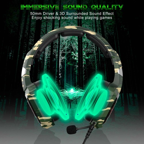 Навушники ONIKUMA Gaming with LED K8 Camouflage-Green