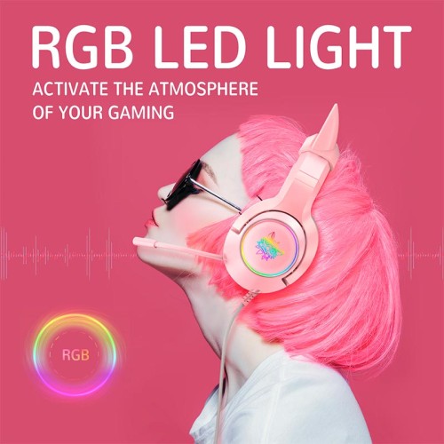 Навушники ONIKUMA Gaming CAT with LED K9 |3.5mm| pink