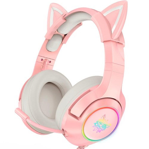 Навушники ONIKUMA Gaming CAT with LED K9 |3.5mm| pink