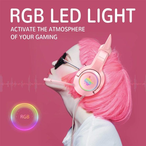 Навушники ONIKUMA Gaming CAT with LED K9 7.1 pink