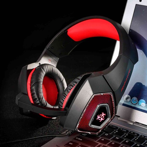 Навушники Hunterspider Gaming with LED V1 black-red
