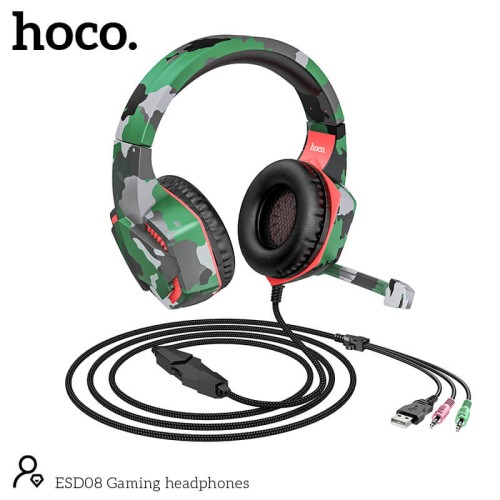 Навушники НОСО Gaming headphones Hi-Res ESD08 Camouflage-Green