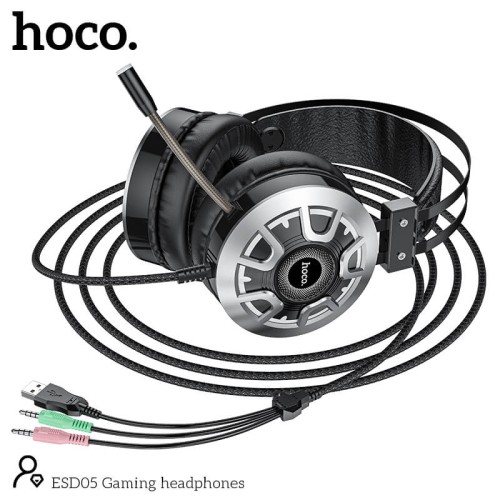 Навушники Hoco Gaming LED headphones Hi-Res ESD05 black