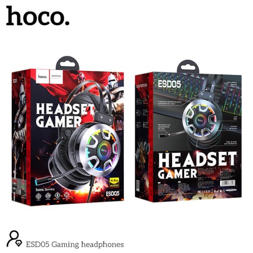 Навушники Hoco Gaming LED headphones Hi-Res ESD05 black