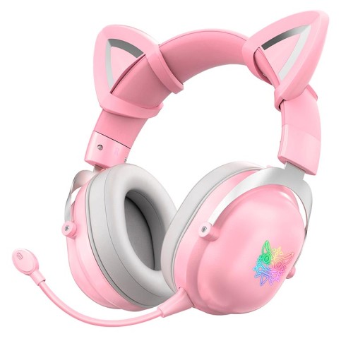 Навушники ONIKUMA Bluetooth Gaming CAT with LED B100 (B20) |BT5.0, 15-22h| pink