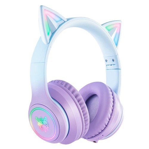 Навушники ONIKUMA Bluetooth Gaming CAT with LED B90 pink