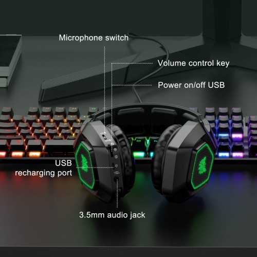 Навушники ONIKUMA Gaming with LED LED K10 2.4 G / 3.5 mm black