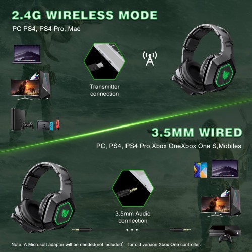 Навушники ONIKUMA Gaming with LED LED K10 2.4 G / 3.5 mm black