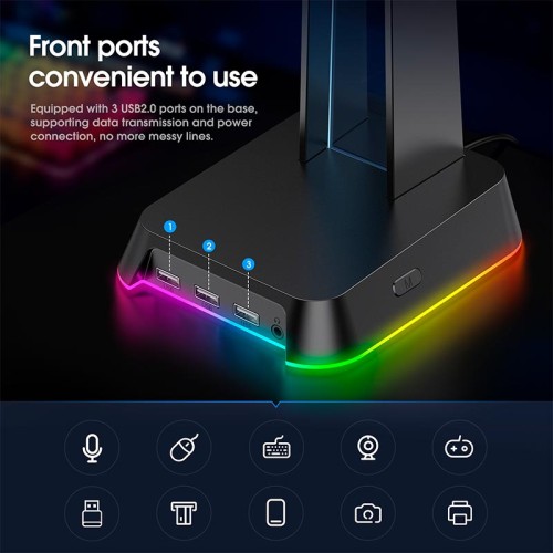 Тримач навушників Onikuma RGB Gaming ST-2 |3USB, AUX| white