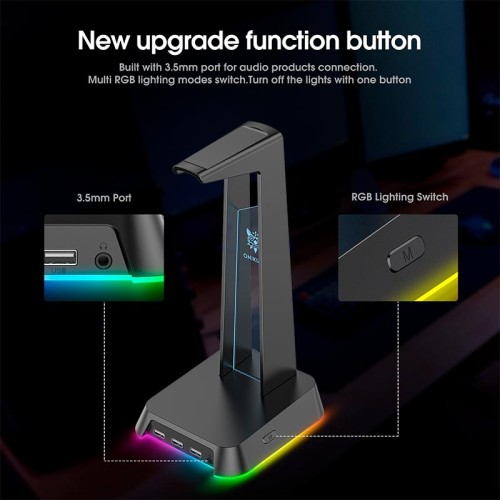 Тримач навушників Onikuma RGB Gaming ST-2 |3USB, AUX| white