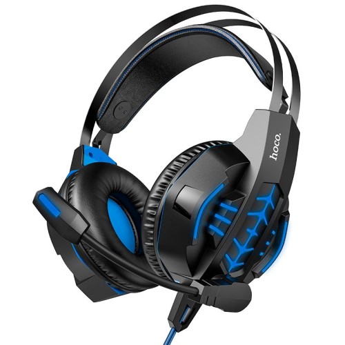 Навушники HOCO gaming Cool tour  headphones LED W102 black-blue