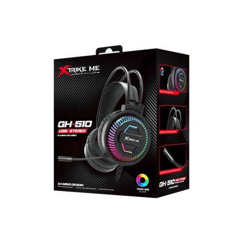 Навушники XTRIKE ME wired headset GH-510S |3.5mm*1+USB, RGB| black