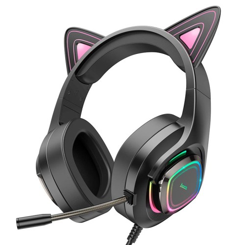 Навушники HOCO Cute cat luminous cat ear gaming headphones W107 elf