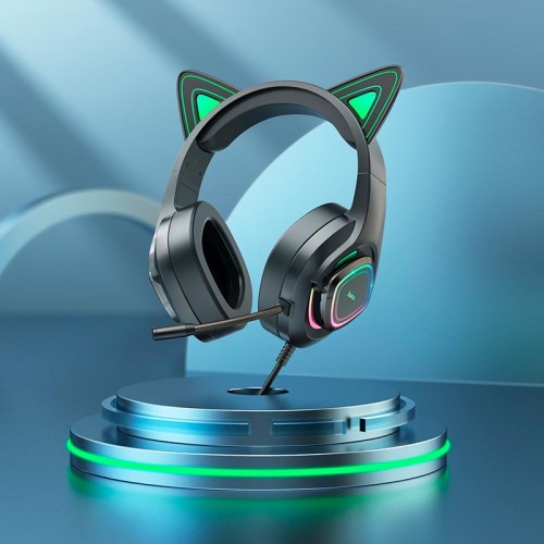 Навушники HOCO Cute cat luminous cat ear gaming headphones W107 elf