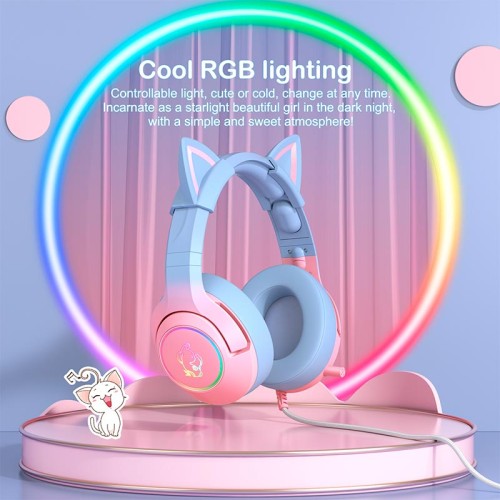 Навушники ONIKUMA Gaming CAT Gradient with RGB K9 |7.1| pink&blue