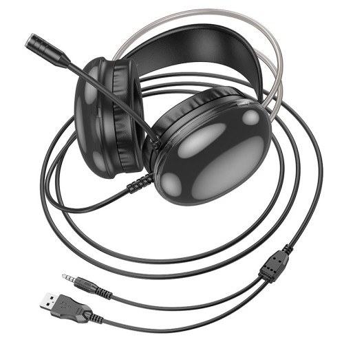 Навушники HOCO Rich gaming headphones W109 RGB |AUX+USB, 2m| black