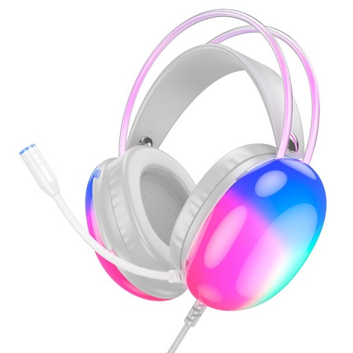 Навушники HOCO Rich gaming headphones W109 RGB |AUX+USB, 2m| white