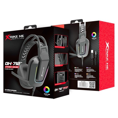 Навушники XTRIKE ME wired headset GH-712 |3.5mm*1+USB, RGB| black