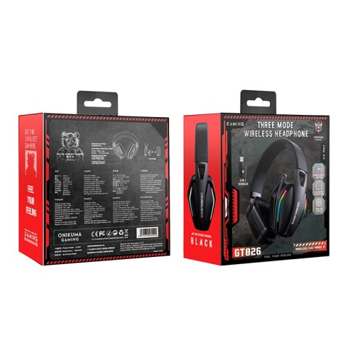 Навушники Onikuma Tri Mode gaming headphones GT826 |BT5.4/2.4G/Type-C, 15/80H, RGB| black