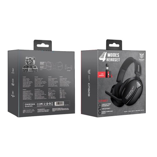 Навушники Onikuma Tri Mode  headphones GT887 |BT5.4/2.4G/Type-C, 20/60H| black