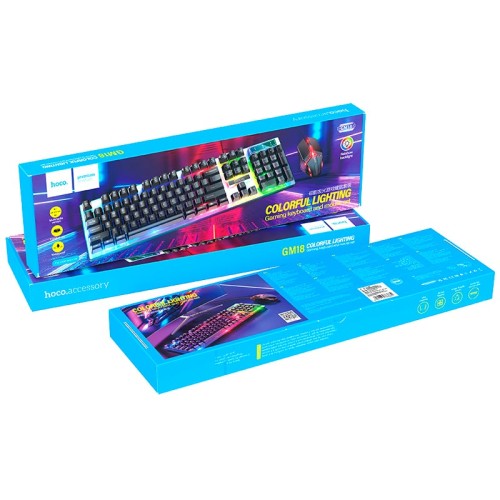 Набір Combo HOCO Luminous gaming keyboard and mouse set GM18 |Eng/ru розгортка| black