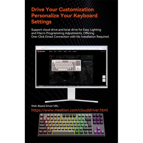 Ігрова клавіатура Meetion Tri-Mode RGB Backlit Mechanical Keyboard MK14 |BT5.0/2.4G/Wired| (Укр/рос/Англ розгортка) black