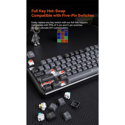 Ігрова клавіатура Meetion Tri-Mode RGB Backlit Mechanical Keyboard MK14 |BT5.0/2.4G/Wired| (Укр/рос/Англ розгортка) black