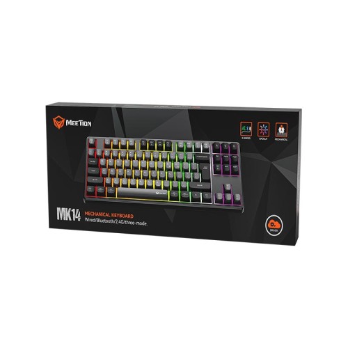 Ігрова клавіатура Meetion Tri-Mode RGB Backlit Mechanical Keyboard MK14 |BT5.0/2.4G/Wired| (Укр/рос/Англ розгортка) black