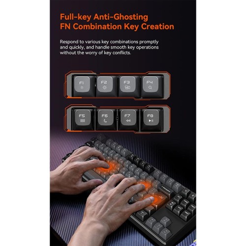 Ігрова клавіатура Meetion Tri-Mode RGB Backlit Mechanical Keyboard MK14 |BT5.0/2.4G/Wired| (Укр/рос/Англ розгортка) black