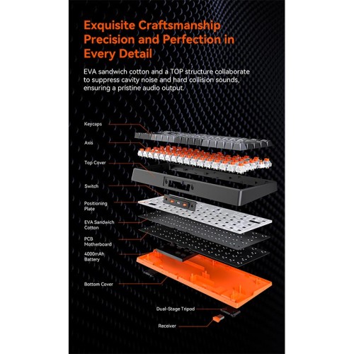 Ігрова клавіатура Meetion Tri-Mode RGB Backlit Mechanical Keyboard MK14 |BT5.0/2.4G/Wired| (Укр/рос/Англ розгортка) black