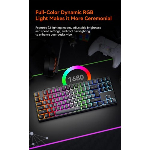 Ігрова клавіатура Meetion Tri-Mode RGB Backlit Mechanical Keyboard MK14 |BT5.0/2.4G/Wired| (Укр/рос/Англ розгортка) white