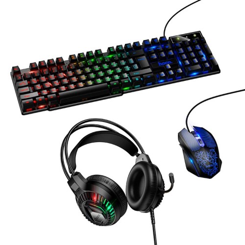 Набір Gaming Combo HOCO Handsome luminous keyboard mouse headset set DI86 (UA/EN/ru Layouts) black