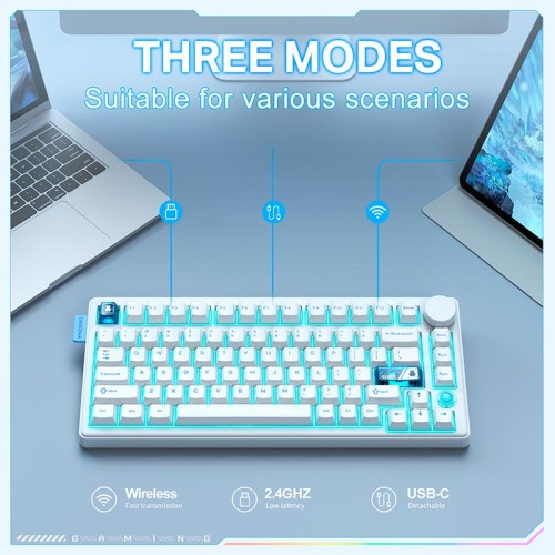 Клавіатура Onikuma Tri Mode Mechanical RGB gaming keyboard 81 Keys MT706 |2.4G/BT/Type-C, ENG Layout black