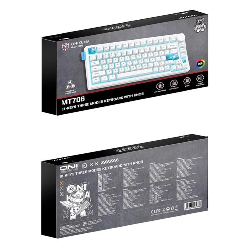Клавіатура Onikuma Tri Mode Mechanical RGB gaming keyboard 81 Keys MT706 |2.4G/BT/Type-C, ENG Layout white