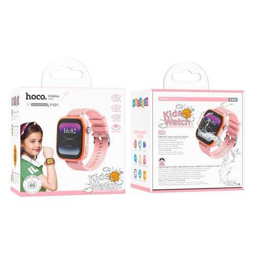 Дитячий смарт-годинник HOCO 4G children smart watch Y101 |1.83", 4G video call, hd camera, GPS/WiFi, ip65| pink
