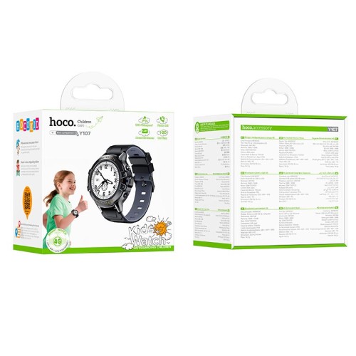 Дитячій смарт-годинник HOCO children phone watch Y107 IP54 |1.83" LCD, 4G, WiFi/GPS/LBS positionning| black