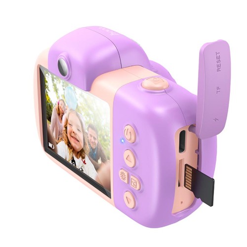 Дитяча Цифрова фото-Відео камера HOCO Dual lens children camera DV201 |2.4" ips screen, 1080p video| pink