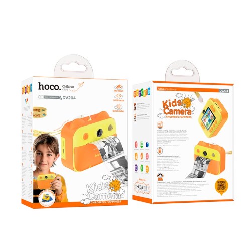 Дитяча цифрова фото-відео камера HOCO Dual-camera children printing camera DV204 |2.4" HD screen| yellow