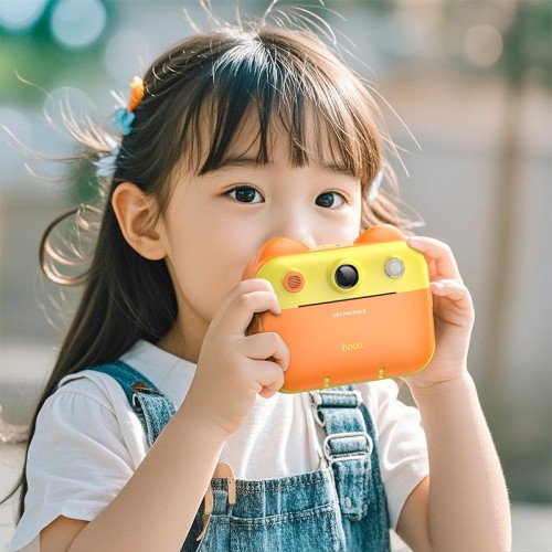 Дитяча цифрова фото-відео камера HOCO Dual-camera children printing camera DV204 |2.4" HD screen| yellow