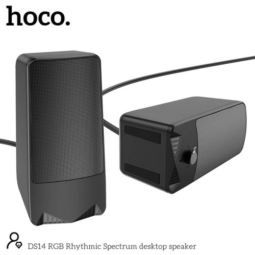 Акустика для ПК HOCO RGB Rhythmic Spectrum desktop speaker DS14 |10W, AUX, Mic| black