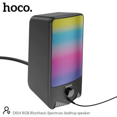 Акустика для ПК HOCO RGB Rhythmic Spectrum desktop speaker DS14 |10W, AUX, Mic| black