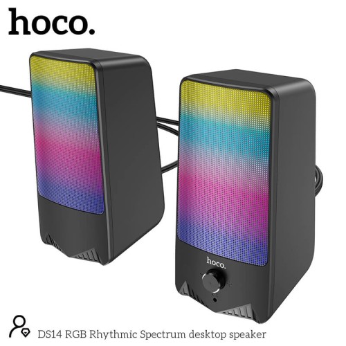 Акустика для ПК HOCO RGB Rhythmic Spectrum desktop speaker DS14 |10W, AUX, Mic| black