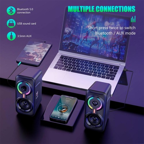 Акустика для ПК ONIKUMA RGB Backlight L6 |5Wx2, BT, USB, 3.5mm| black